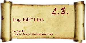Ley Bálint névjegykártya